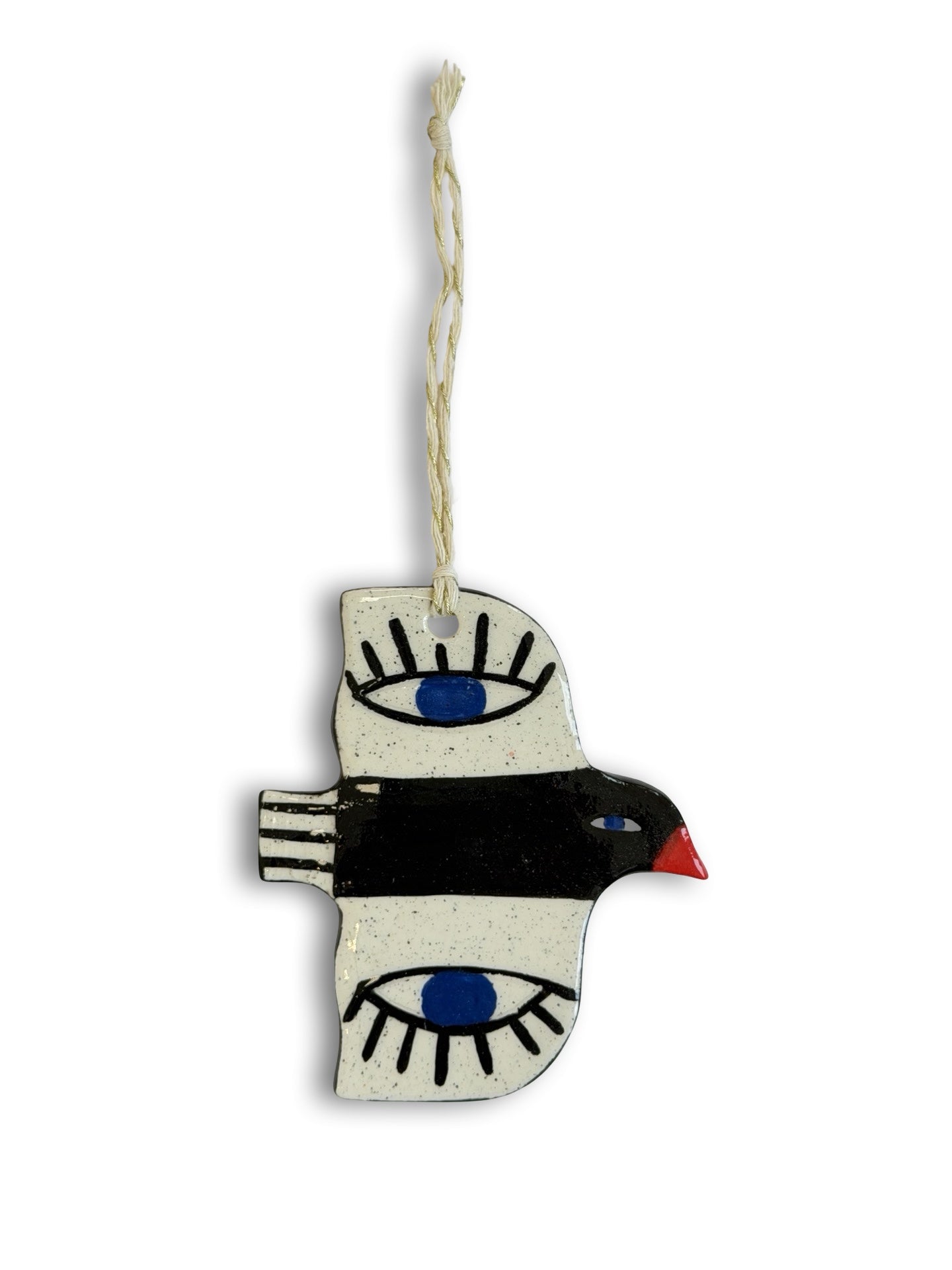 Black , White & Eyes Ceramic Bird Decoration by Studio Soph