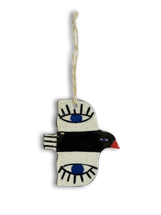 Black , White & Eyes Ceramic Bird Decoration by Studio Soph