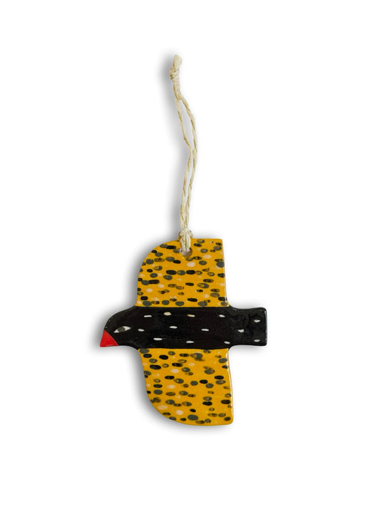Black, Yellow & Dash Ceramic Bird Decoration by Studio Soph