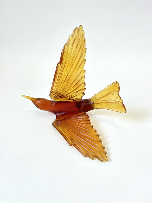 Bellbird / Korimako #2 (Wings Back) - Dark Orange/Red