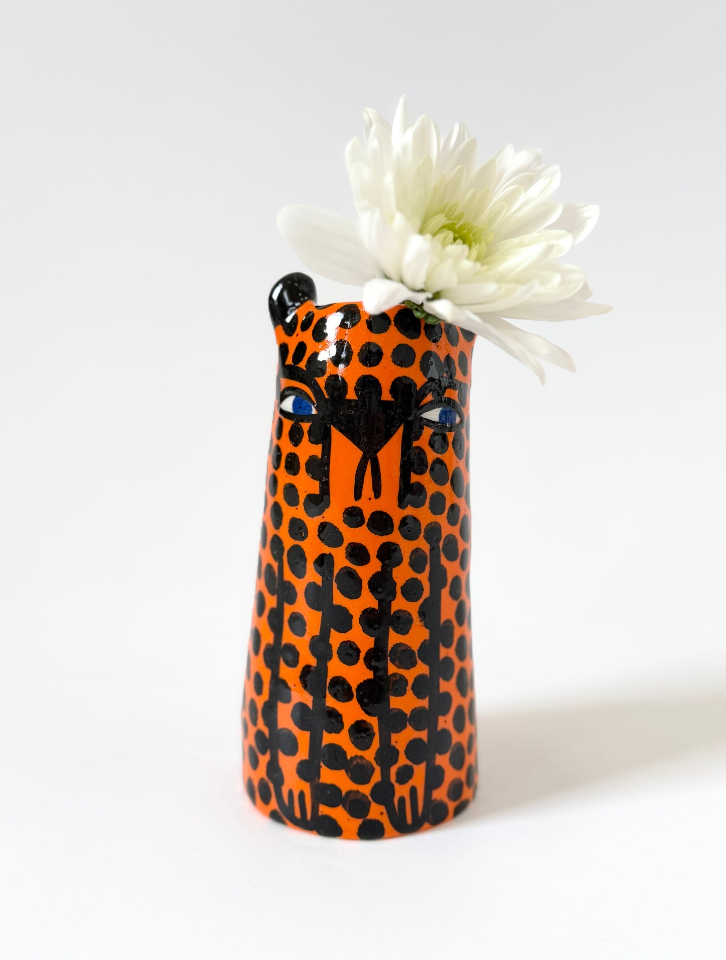 Miniature Ceramic Cheetah Vase by Studio Soph - Orange