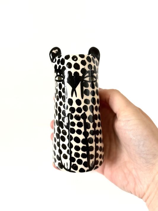 Miniature Ceramic Cheetah Vase by Studio Soph - White