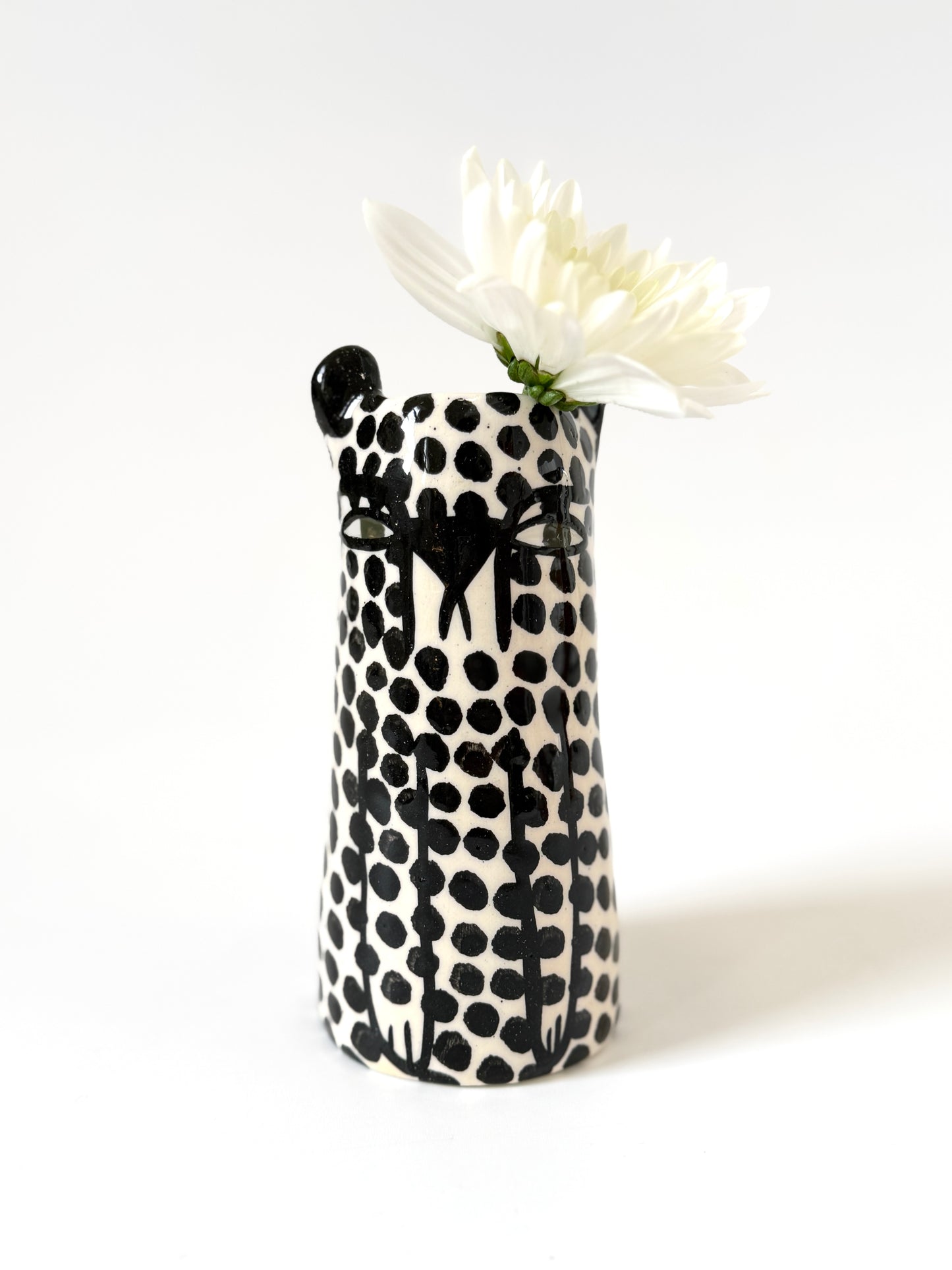 Miniature Ceramic Cheetah Vase by Studio Soph - White