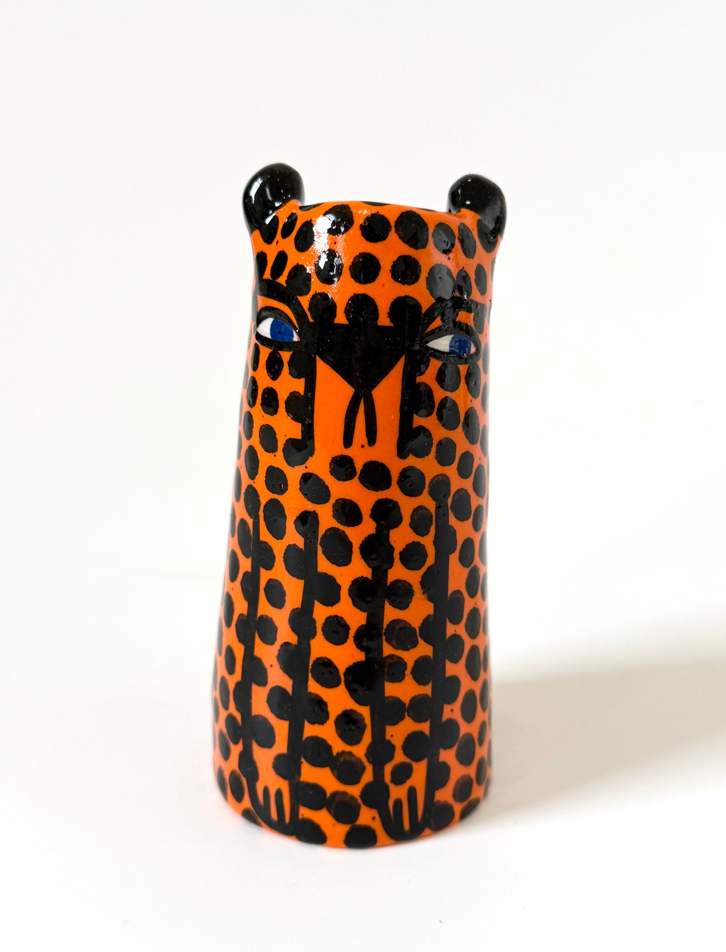 Miniature Ceramic Cheetah Vase by Studio Soph - Orange
