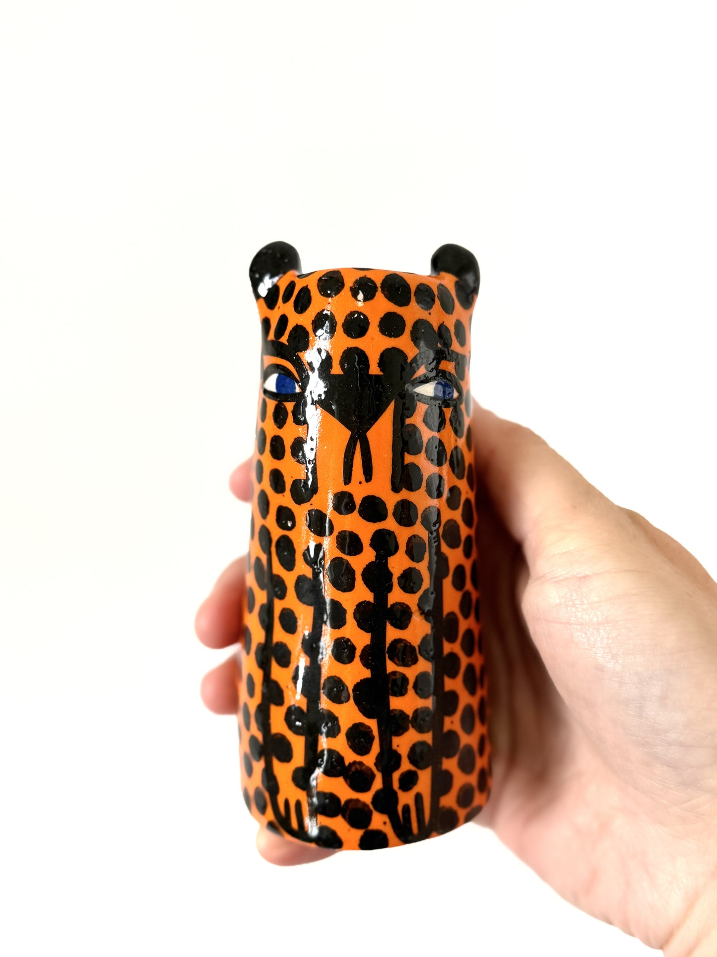 Miniature Ceramic Cheetah Vase by Studio Soph - Orange