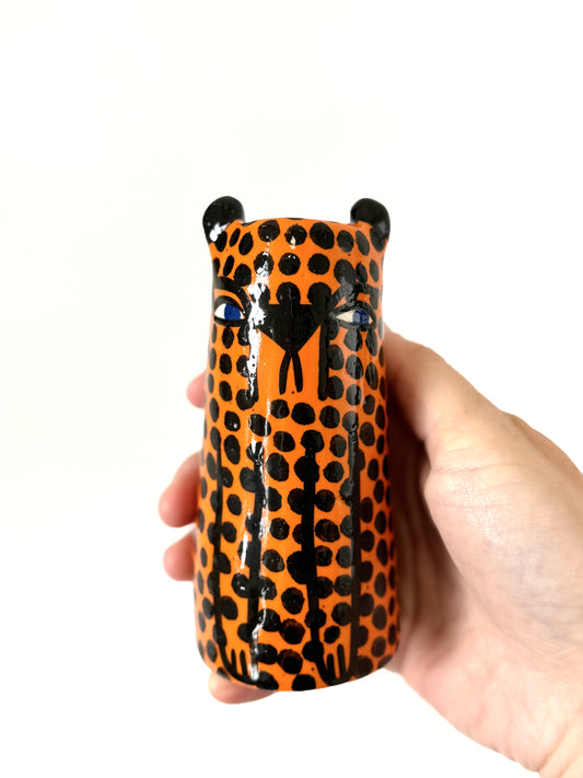 Miniature Ceramic Cheetah Vase by Studio Soph - Orange