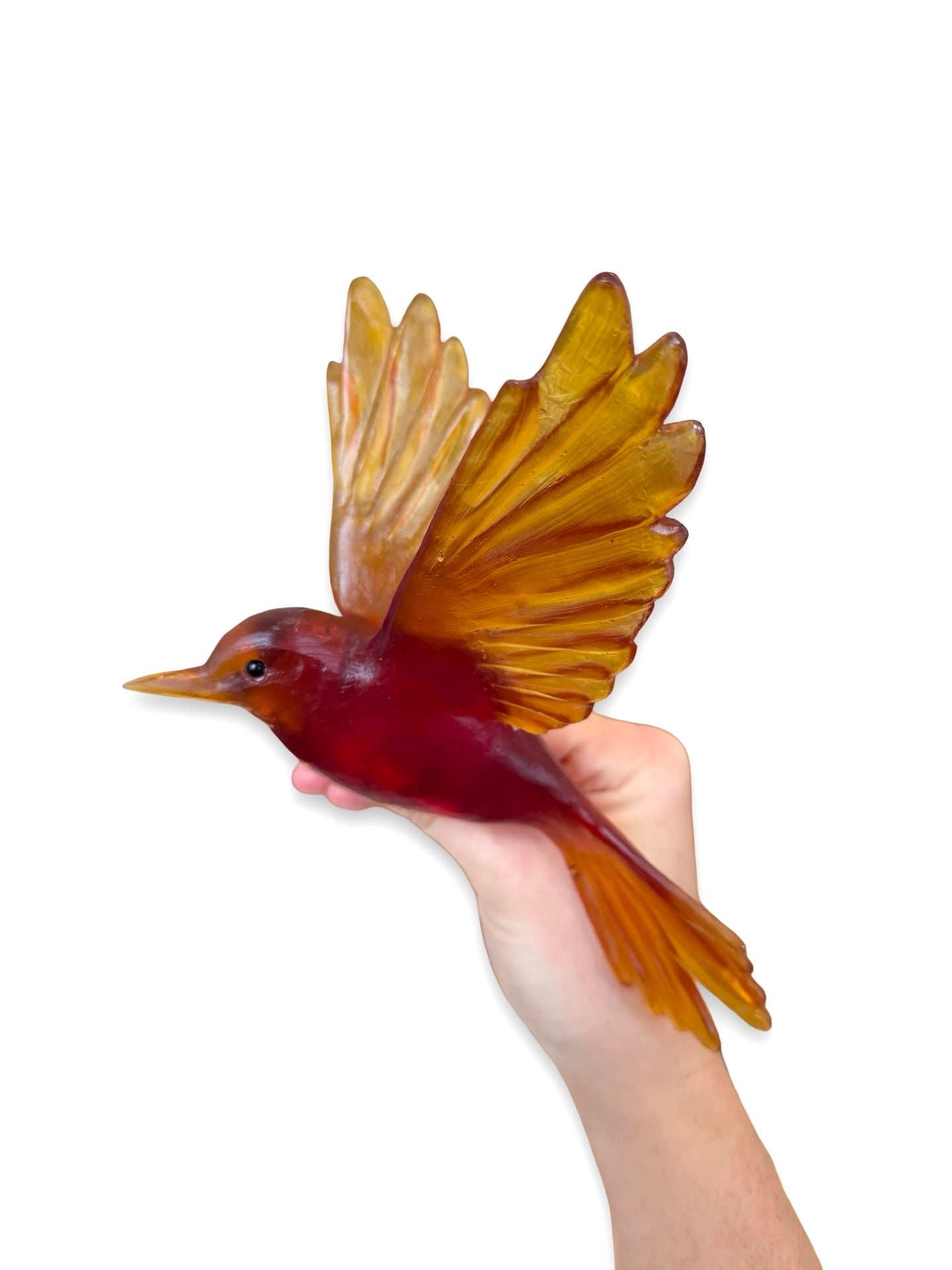 Fernbird / Mātātā - Dark Orange Red - Glass artwork by Luke Jacomb