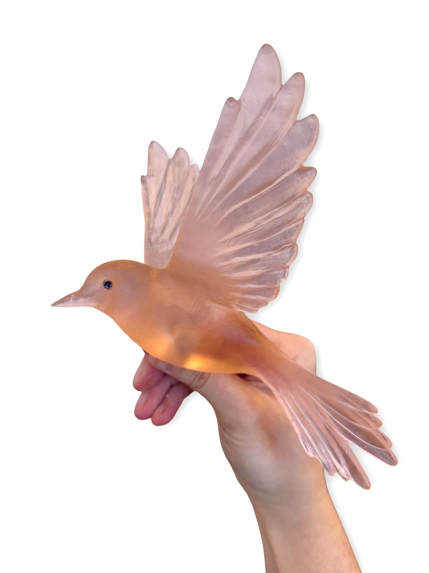 Fernbird / Mātātā - Peach - Glass artwork by Luke Jacomb