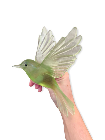 Fernbird / Mātātā - Pale Olive - Glass artwork by Luke Jacomb