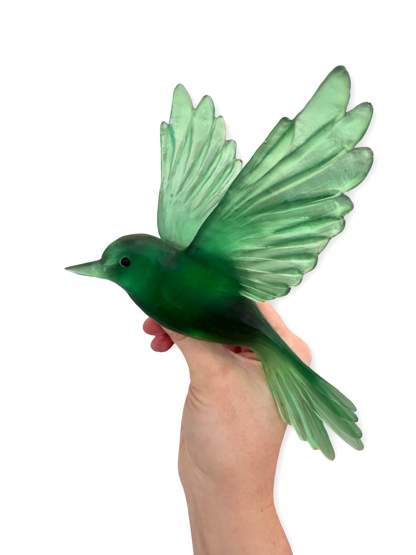 Fernbird / Mātātā - Emerald - Glass artwork by Luke Jacomb