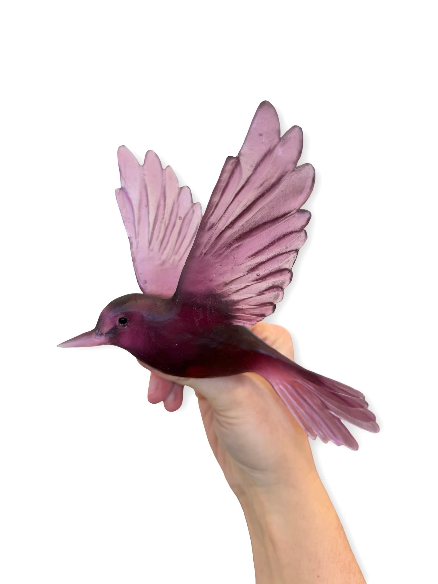 Fernbird / Mātātā - Gold Amethyst - Glass artwork by Luke Jacomb