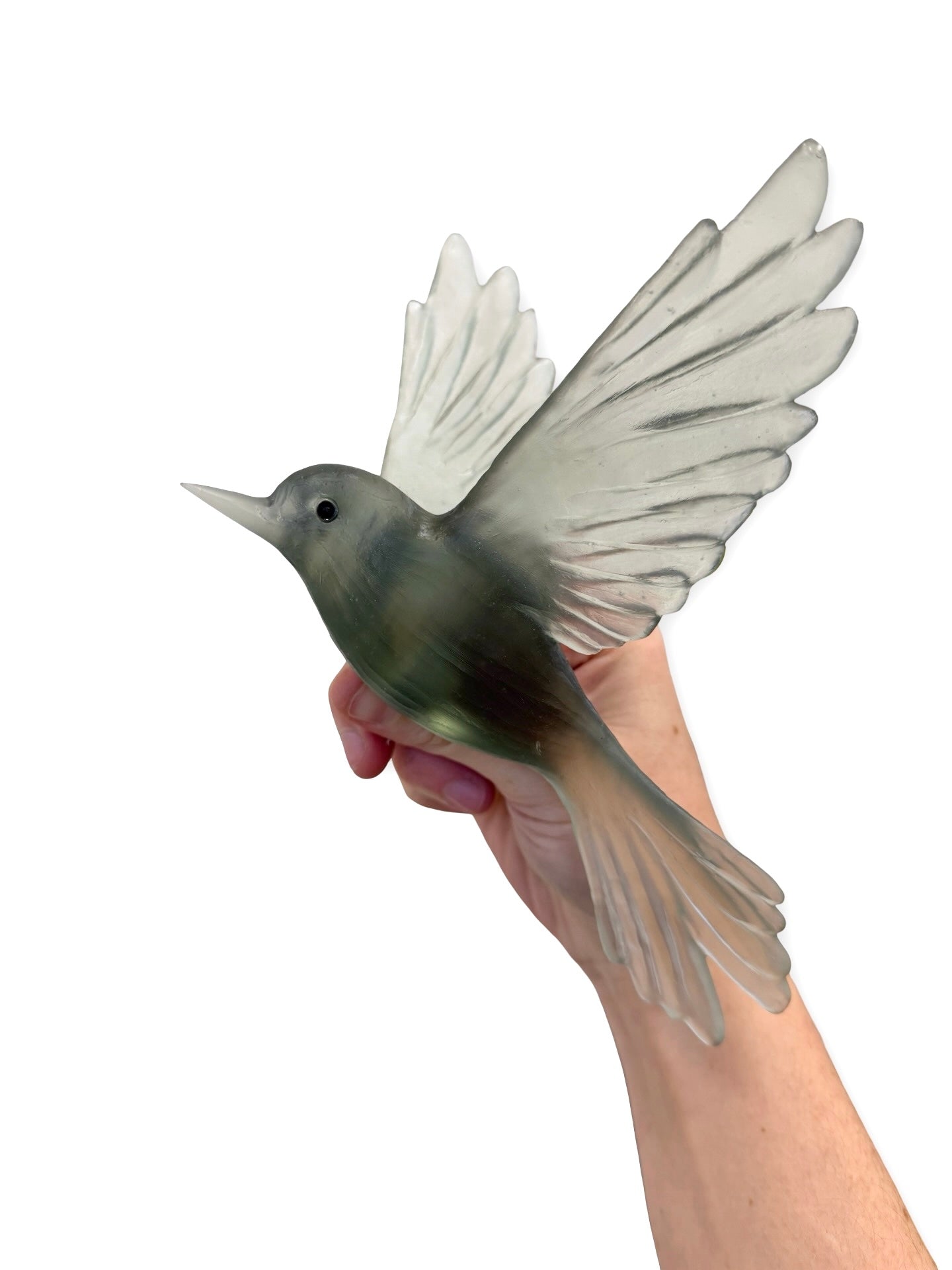 Fernbird / Mātātā - Grey - Glass artwork by Luke Jacomb