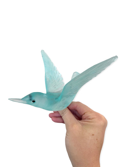 Bellbird / Korimako #2 (Wings Back) - Lake Blue - By Luke Jacomb Studio