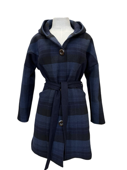 "Tiggy" Wool Blend Coat - Navy Check