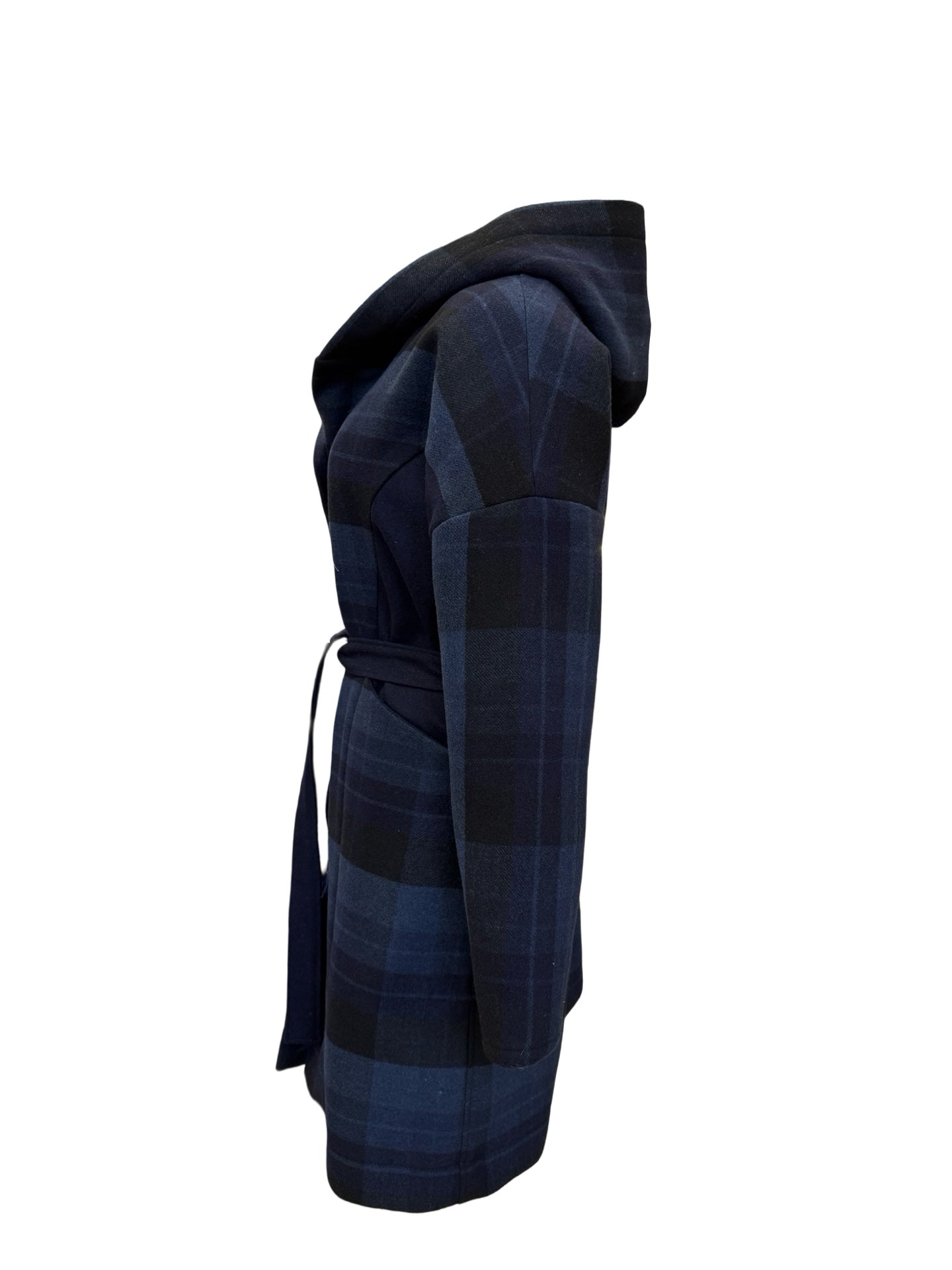 "Tiggy" Wool Blend Coat - Navy Check