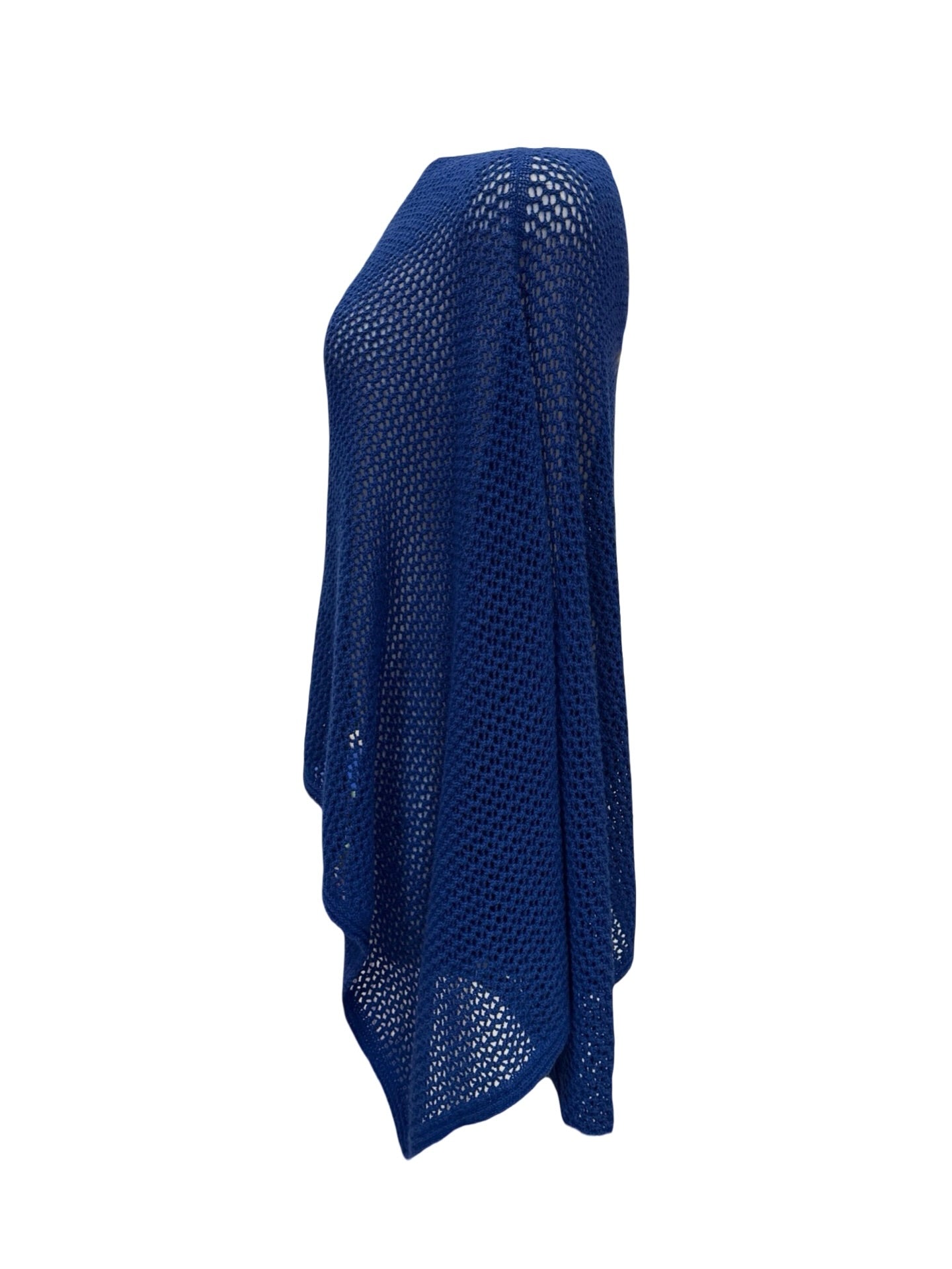 Cotton Merino Mesh Poncho / Cobalt Blue