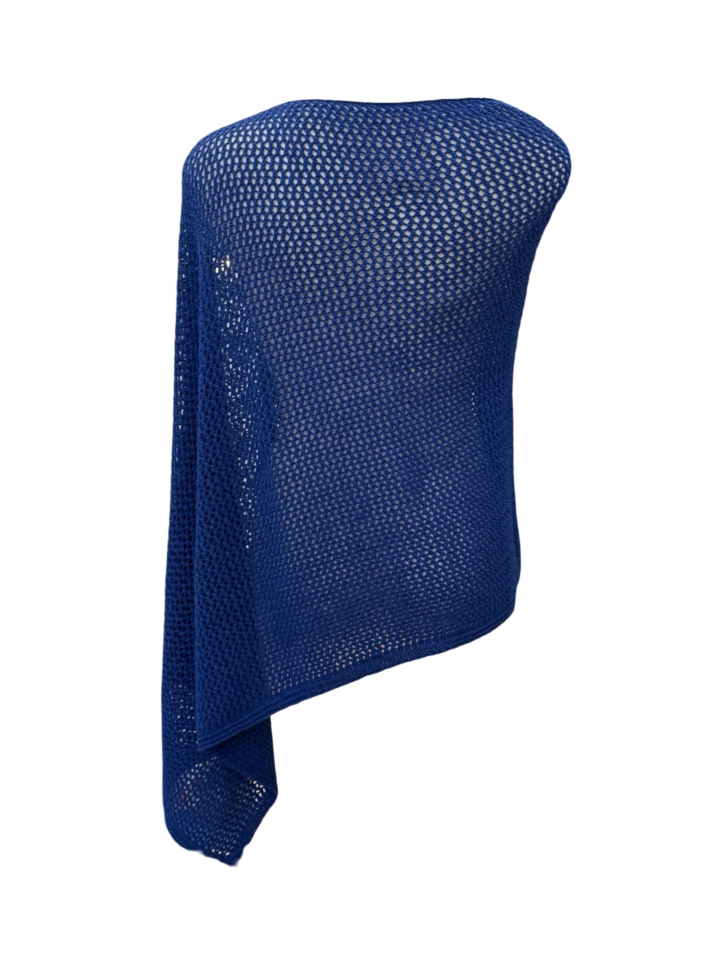 Cotton Merino Mesh Poncho / Cobalt Blue
