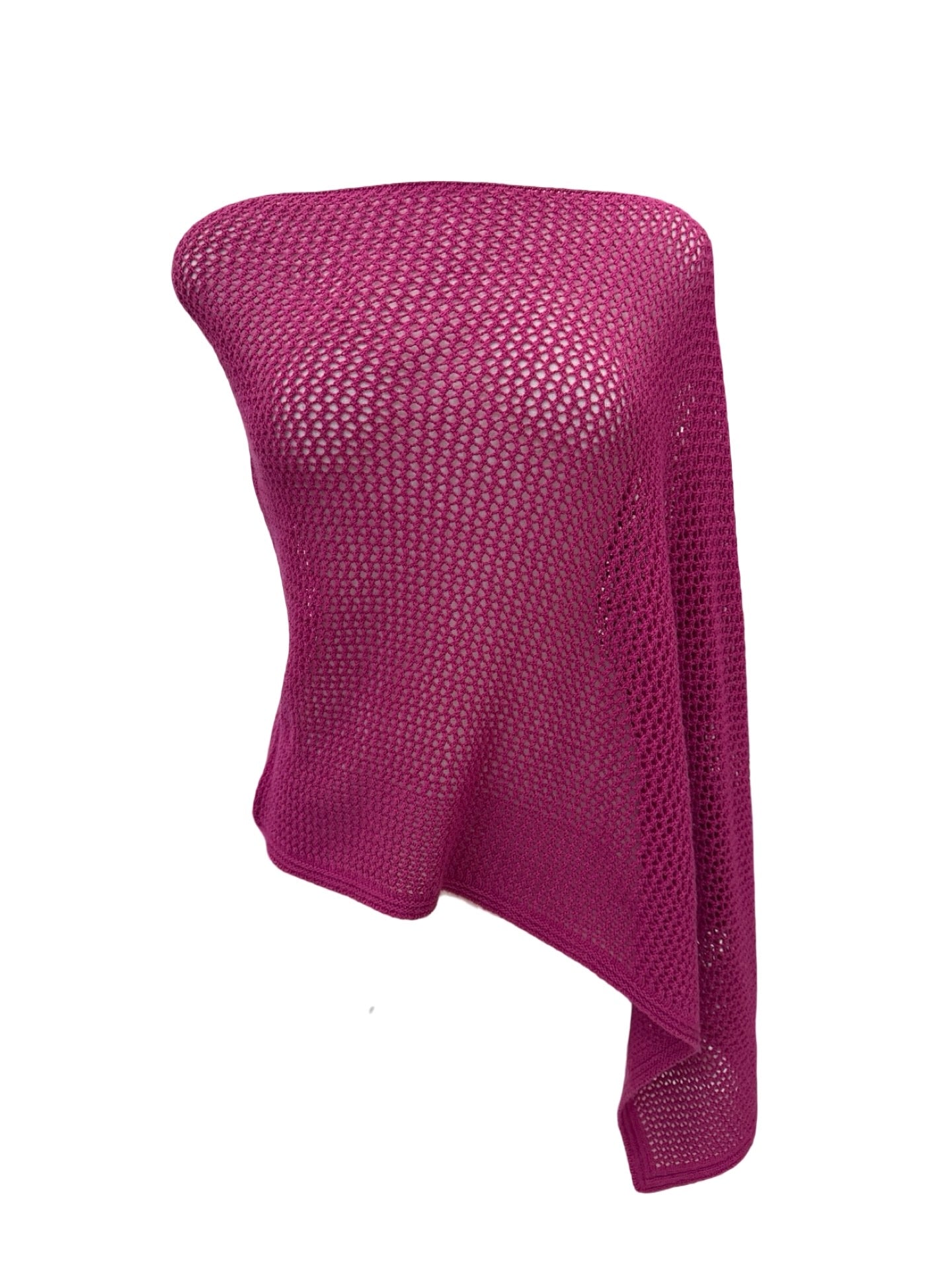 Cotton Merino Mesh Poncho / Cerise Pink