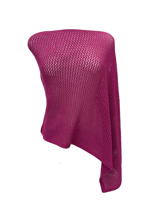 Cotton Merino Mesh Poncho / Cerise Pink