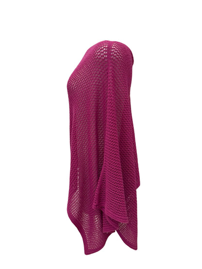 Cotton Merino Mesh Poncho / Cerise Pink