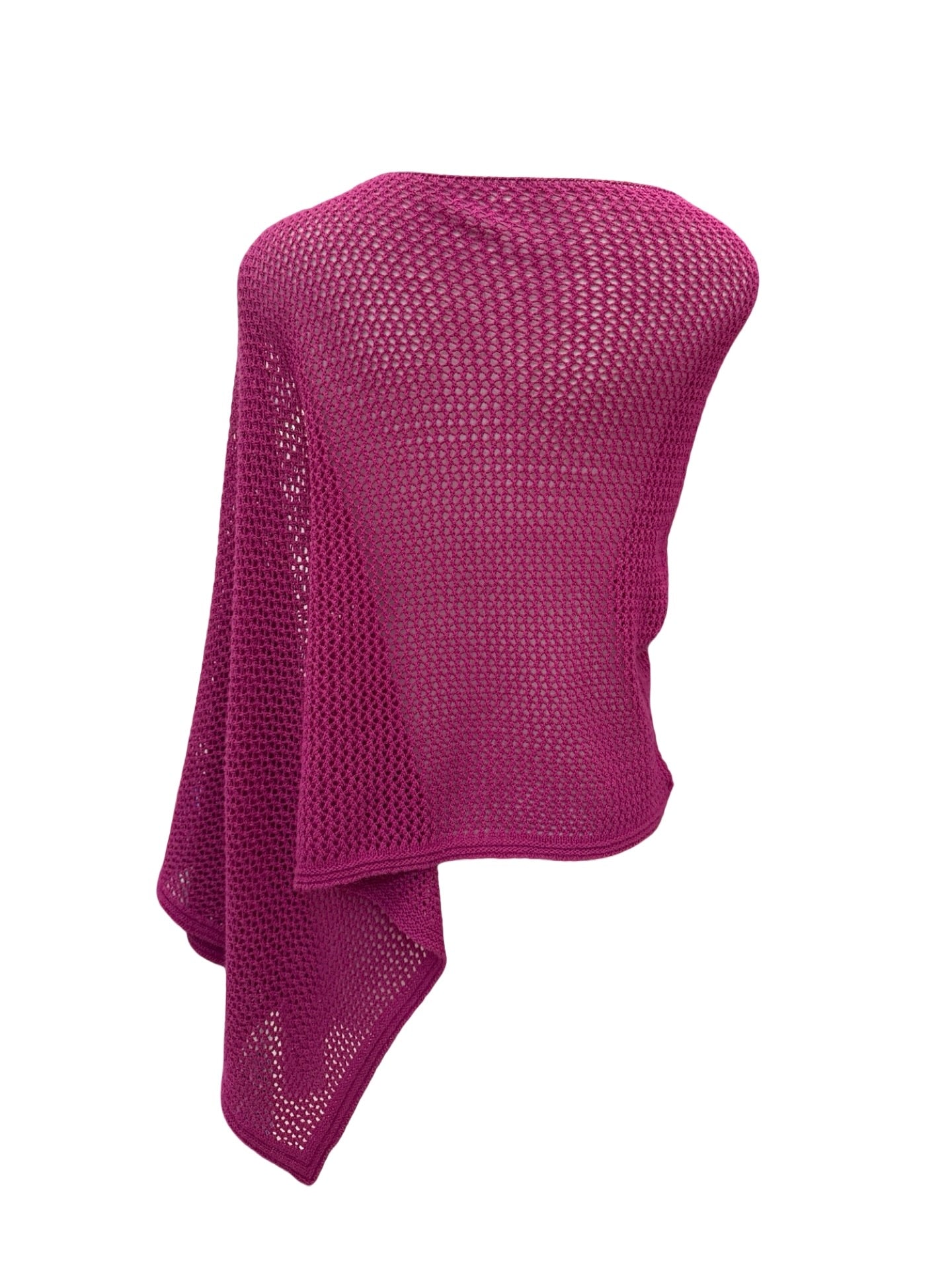 Cotton Merino Mesh Poncho / Cerise Pink
