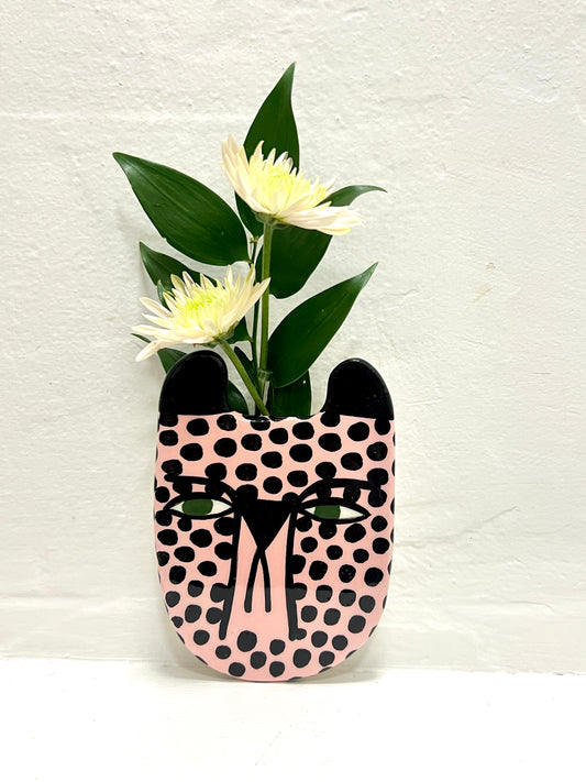 Mini Ceramic Wall Bud Vase by Studio Soph - Pink Cheetah