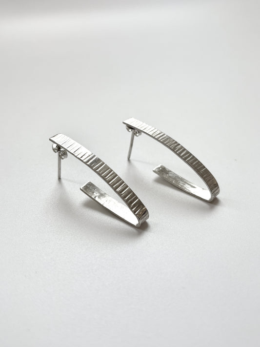 Wide Oval with Lines Earrings