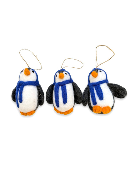 Felted Wool Penguin - Blue