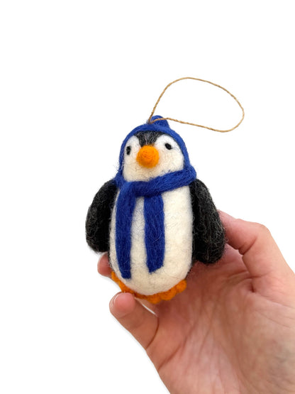 Felted Wool Penguin - Blue
