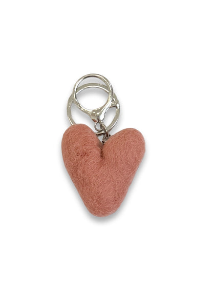 Peach Heart Felted Wool Keyring/Clip
