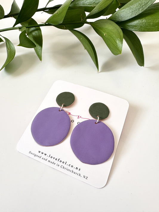 Polkadot Earrings - Olive, Violet