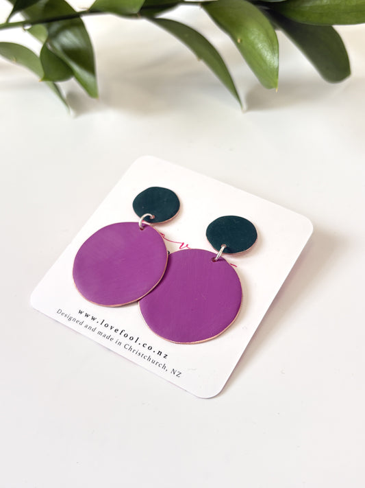 Polkadot Earrings - Dark Green, Mallow