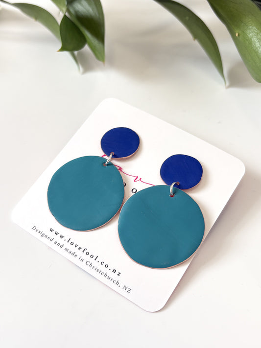 Polkadot Earrings - Dark Blue, Dark Turquoise