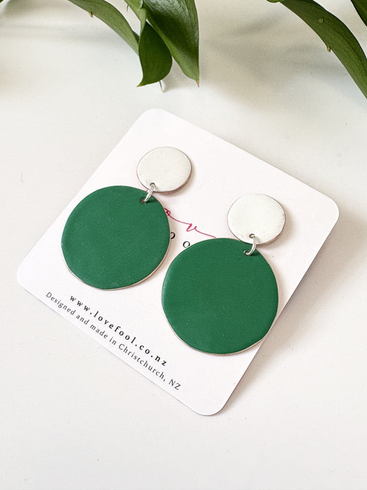 Polkadot Earrings - White, Grass Green