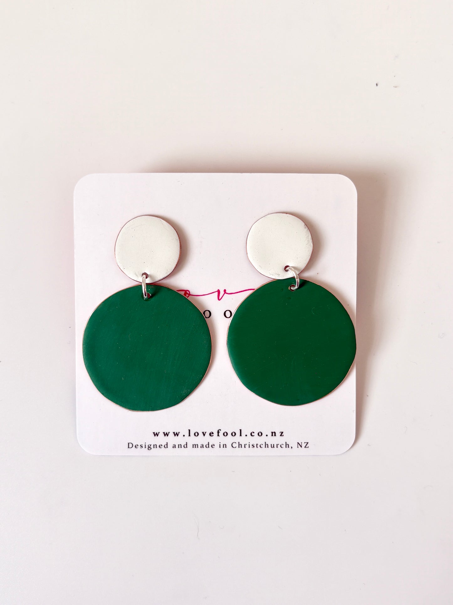 Polkadot Earrings - White, Grass Green