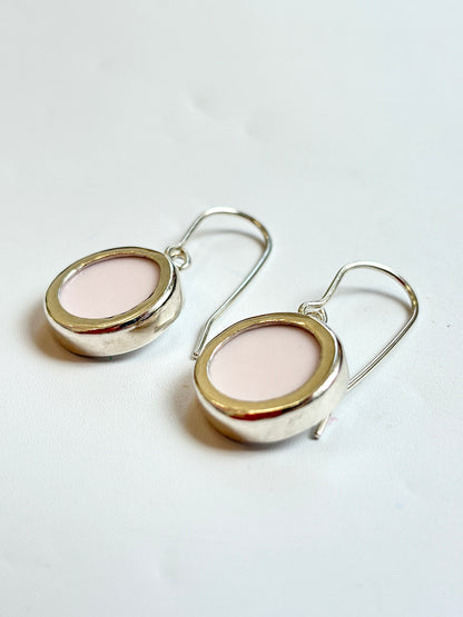 Repurposed Colclough Pale Pink Bone China & Sterling Silver Earrings (#2450)