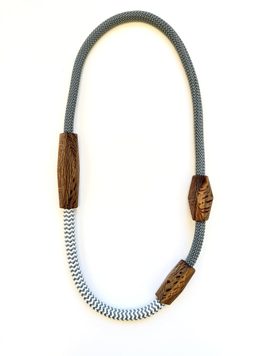 Native Timber Rewarewa Long Chunky Necklace - Grey