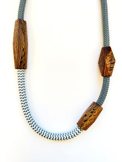 Native Timber Rewarewa Long Chunky Necklace - Grey
