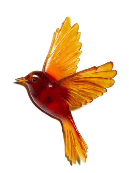 Fernbird / Mātātā - Dark Orange Red - Glass artwork by Luke Jacomb