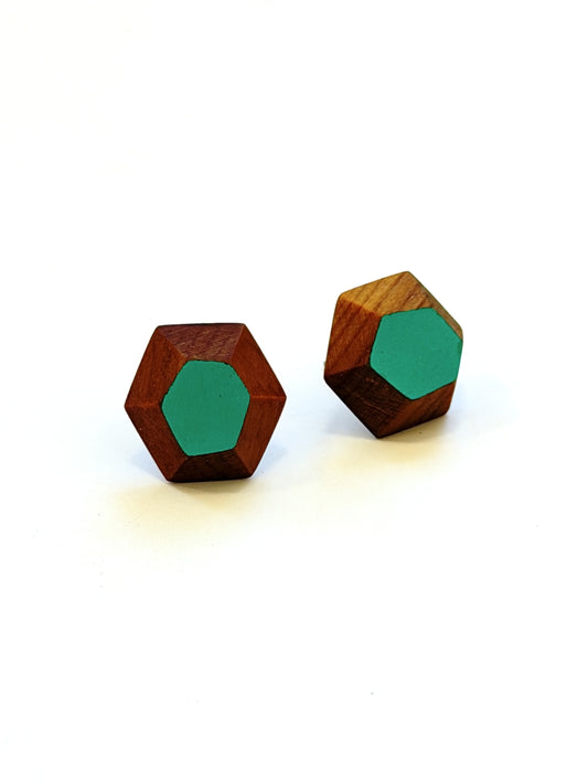 Bright Turquoise Faceted Native Timber Studs