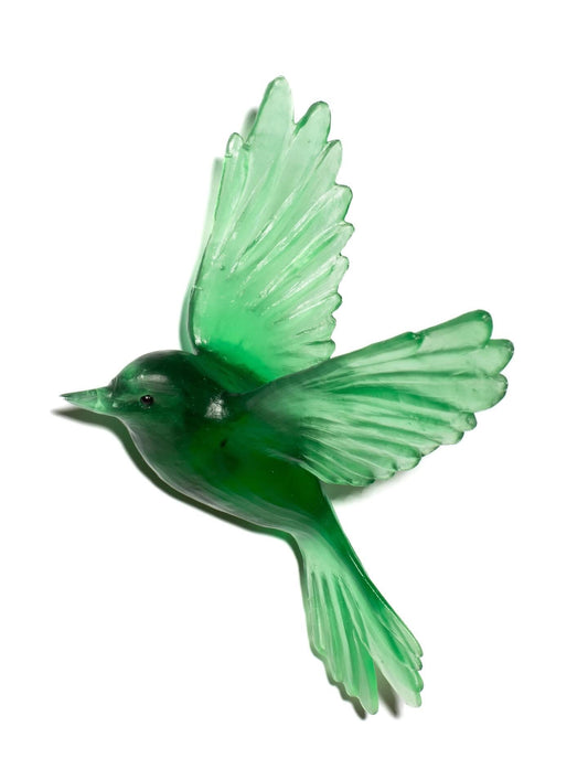 Fernbird / Mātātā - Emerald - Glass artwork by Luke Jacomb
