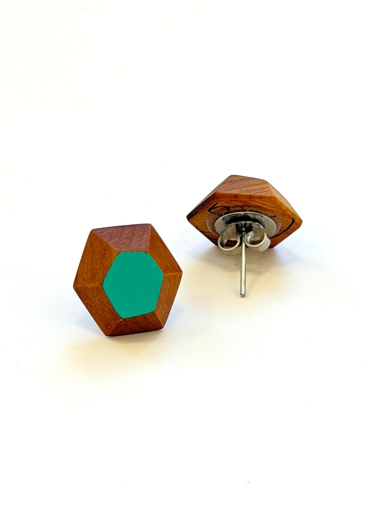 Bright Turquoise Faceted Native Timber Studs