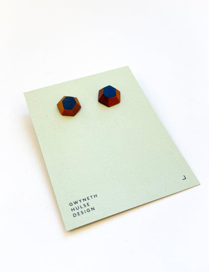 Navy Blue Faceted Native Timber Studs