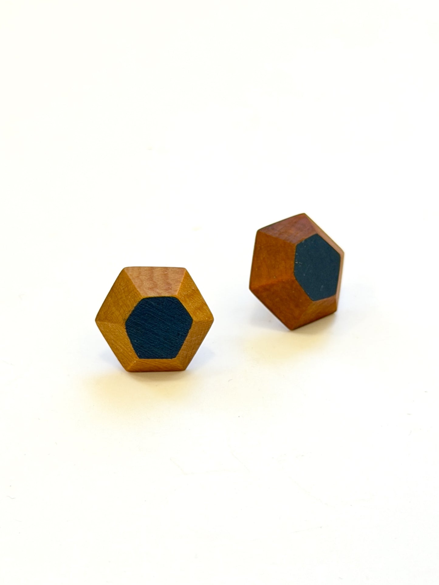 Navy Blue Faceted Native Timber Studs