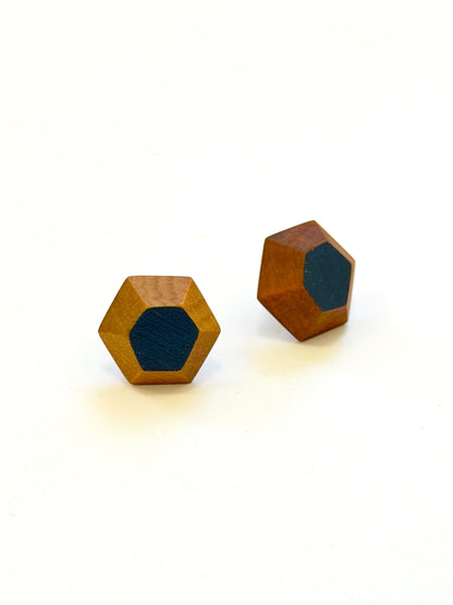 Navy Blue Faceted Native Timber Studs