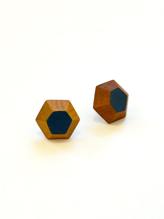 Navy Blue Faceted Native Timber Studs
