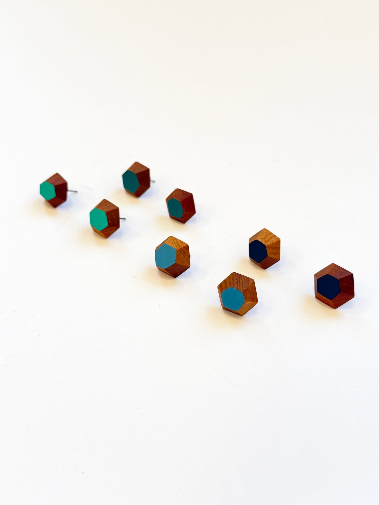 Bright Turquoise Faceted Native Timber Studs