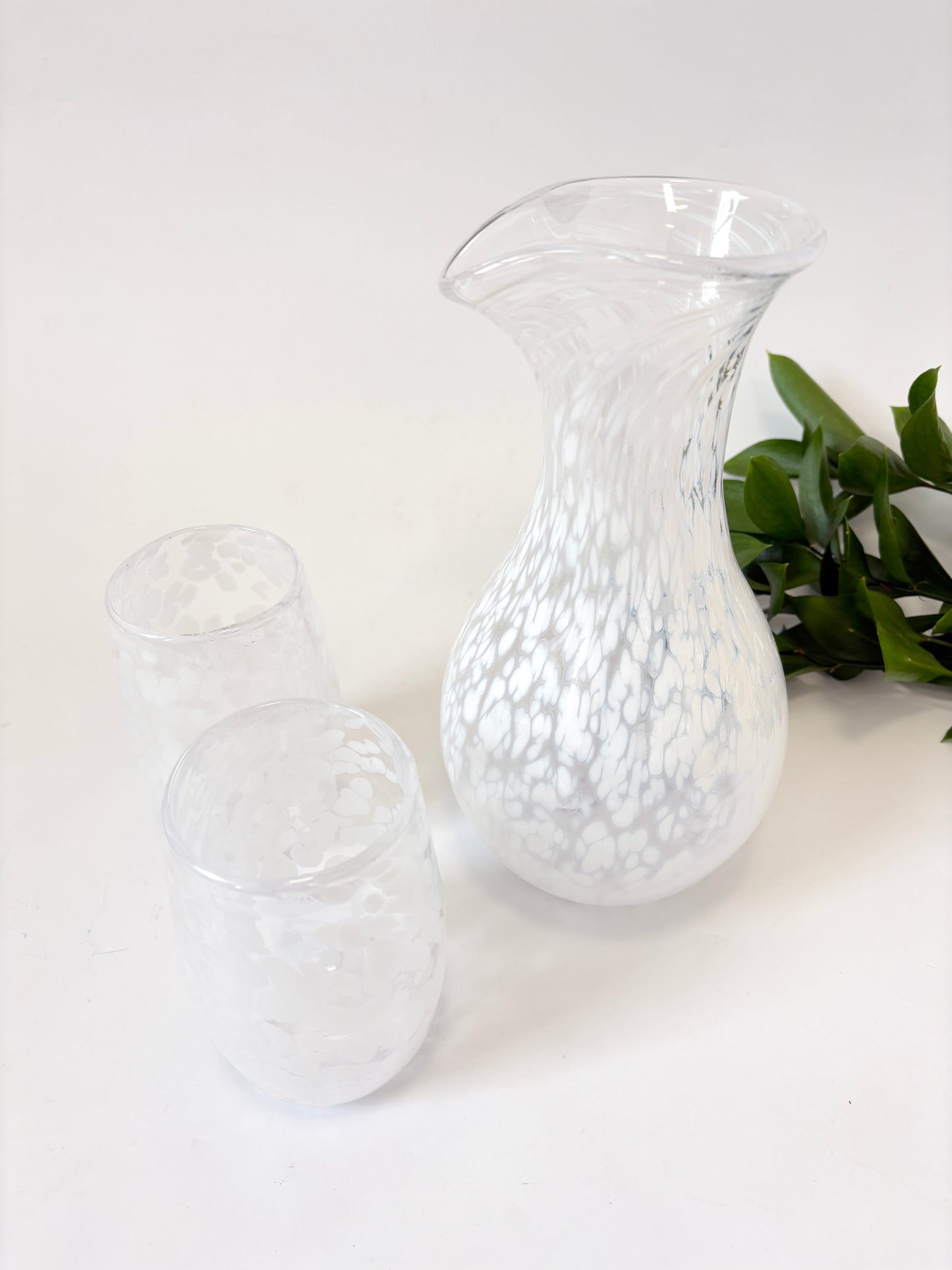 Handblown Glass Carafe - White Speckle #1