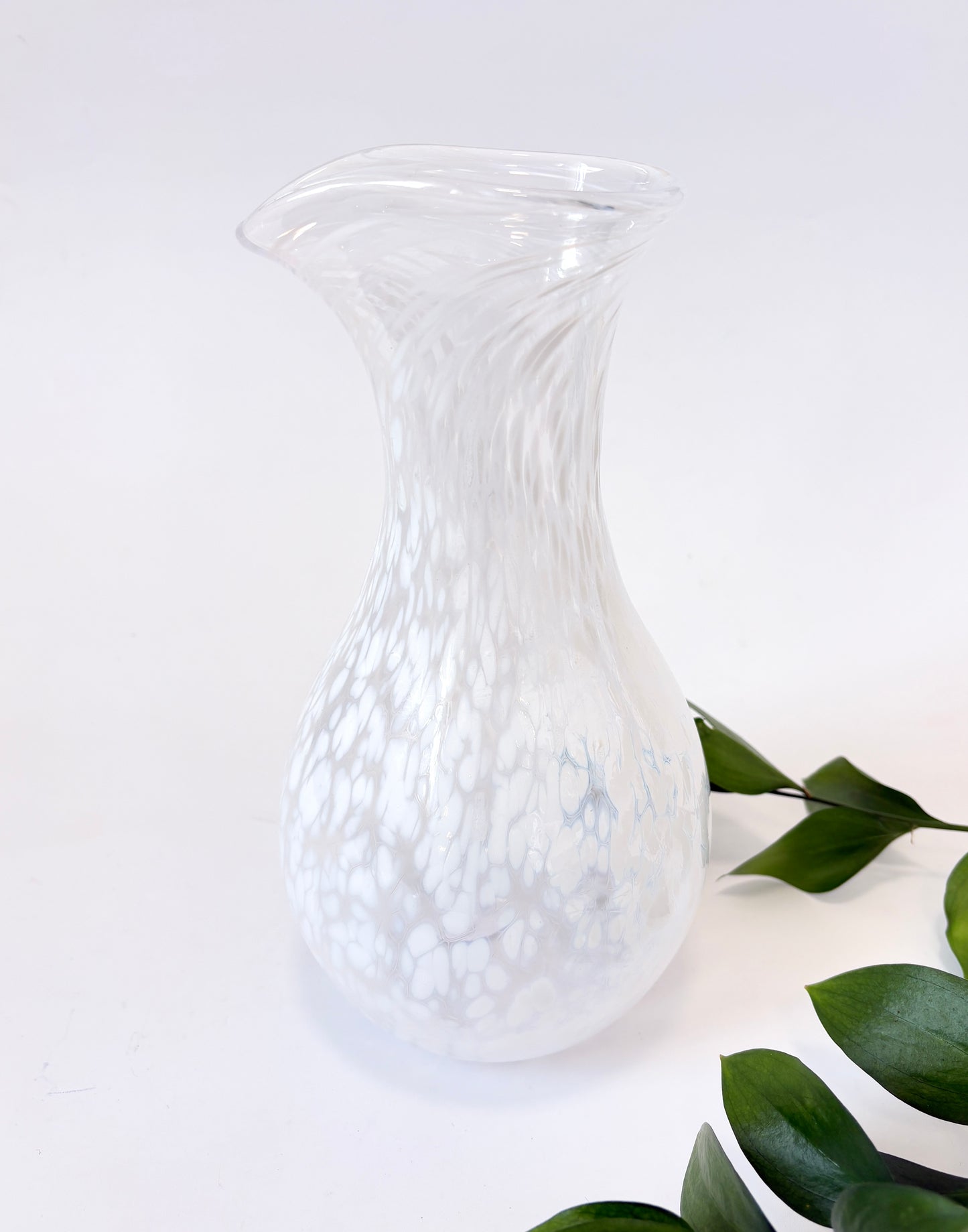 Handblown Glass Carafe - White Speckle #1