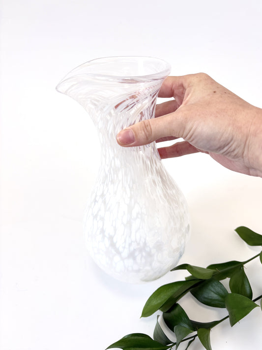 Handblown Glass Carafe - White Speckle #1